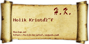 Holik Kristóf névjegykártya